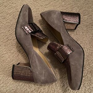 Donald J. Pliner Taupe and Burgundy Heels